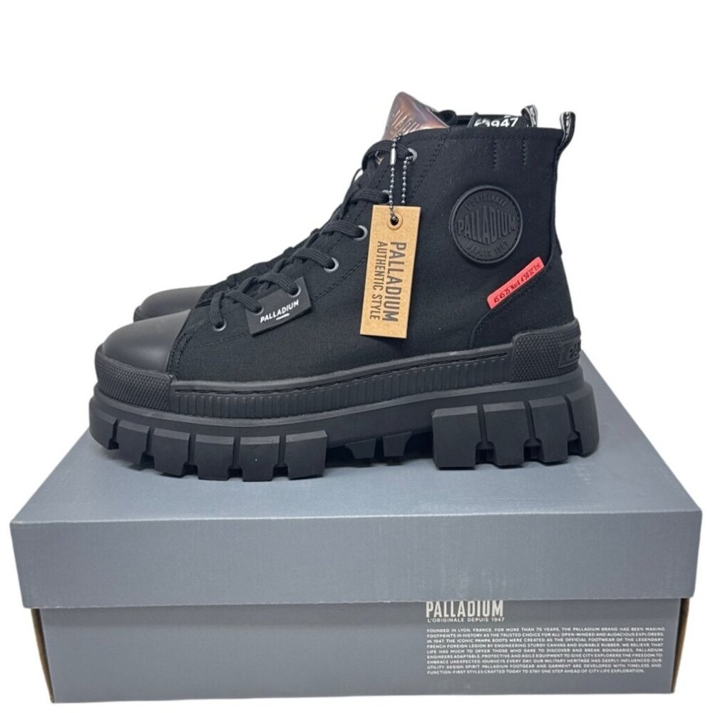 Palladium Women's Revolt Hi TX Boots Size 10 Medium 97242-010-M Black/Black Rugg - Picture 2 of 13